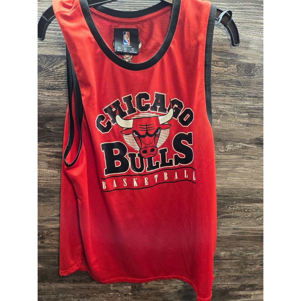 NBA Chicago Bulls Basketball Jersey Tank Top Red Mesh Mens Large Graphic Logo
